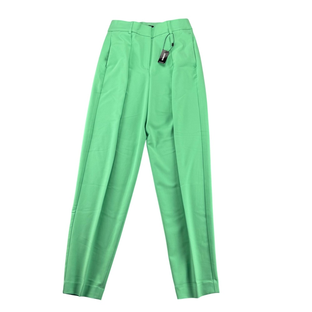 NWT Express Stylist Green High Waisted Straight Leg Dress Pants 6L New Chic